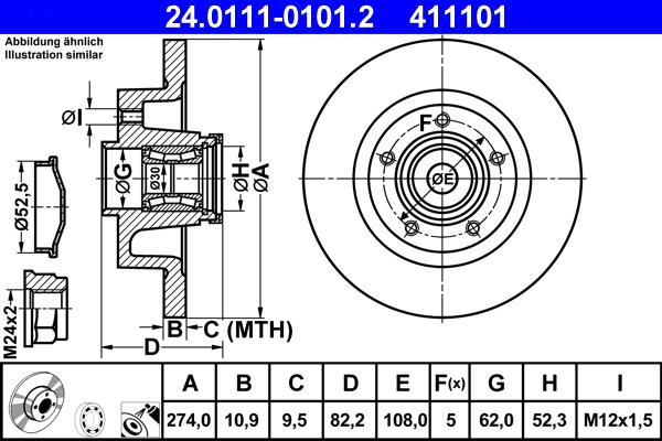 ATE 24.0111-0101.2 - Тормозной диск autospares.lv