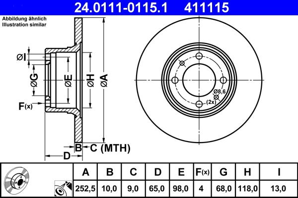 ATE 24.0111-0115.1 - Тормозной диск autospares.lv