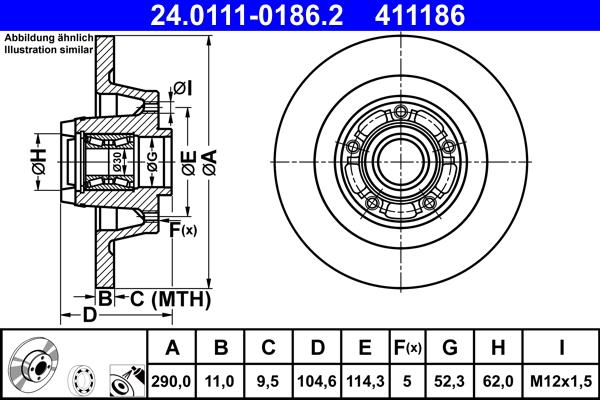 ATE 24.0111-0186.2 - Тормозной диск autospares.lv