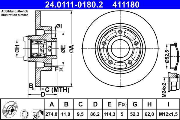 ATE 24.0111-0180.2 - Тормозной диск autospares.lv