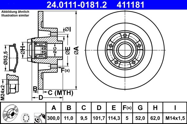 ATE 24.0111-0181.2 - Тормозной диск autospares.lv