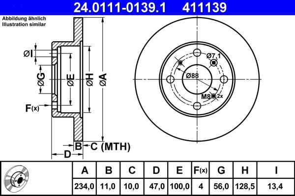 ATE 24.0111-0139.1 - Тормозной диск autospares.lv