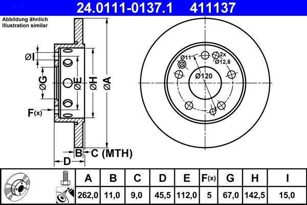 ATE 24.0111-0137.1 - Тормозной диск autospares.lv