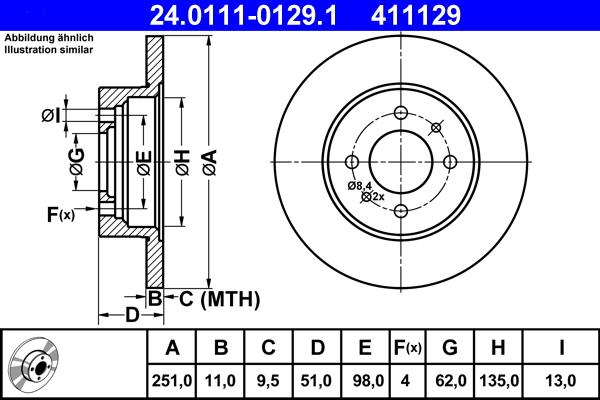ATE 24.0111-0129.1 - Тормозной диск autospares.lv