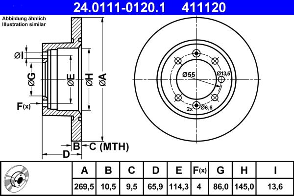 ATE 24.0111-0120.1 - Тормозной диск autospares.lv