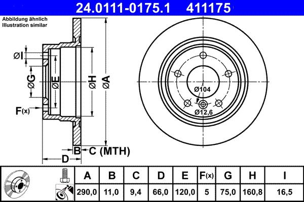 ATE 24.0111-0175.1 - Тормозной диск autospares.lv