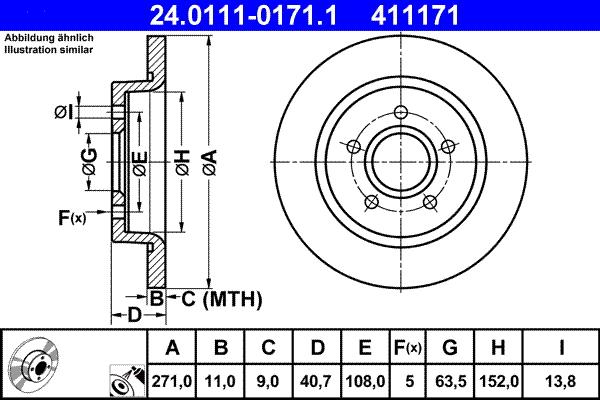 ATE 24.0111-0171.1 - Тормозной диск autospares.lv