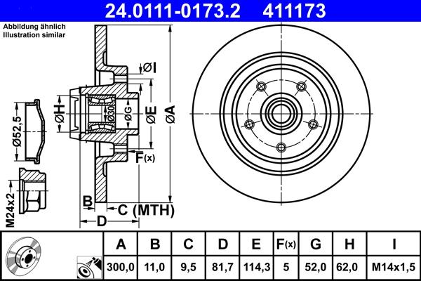 ATE 24.0111-0173.2 - Тормозной диск autospares.lv