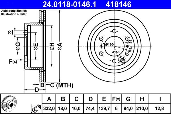 ATE 24.0118-0146.1 - Тормозной диск autospares.lv