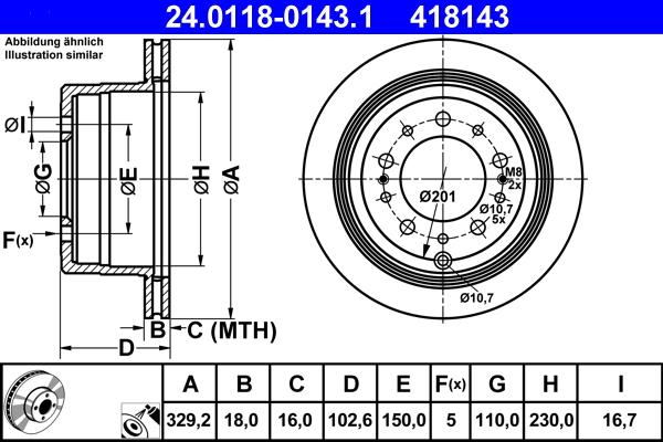 ATE 24.0118-0143.1 - Тормозной диск autospares.lv