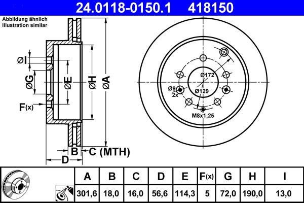 ATE 24.0118-0150.1 - Тормозной диск autospares.lv