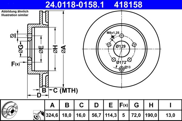 ATE 24.0118-0158.1 - Тормозной диск autospares.lv