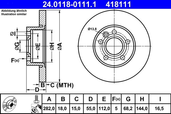 ATE 24.0118-0111.1 - Тормозной диск autospares.lv