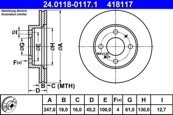 ATE 24.0118-0117.1 - Тормозной диск autospares.lv