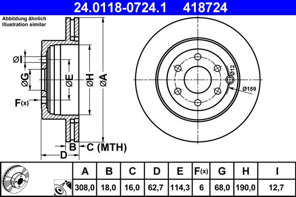 ATE 24.0118-0724.1 - Тормозной диск autospares.lv