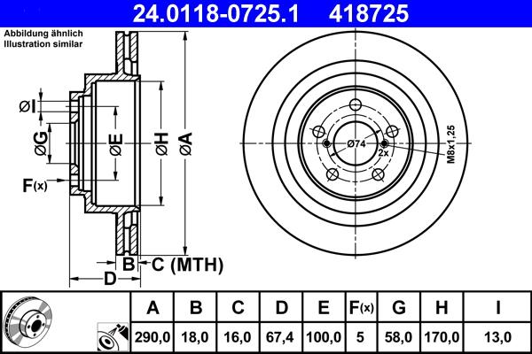 ATE 24.0118-0725.1 - Тормозной диск autospares.lv