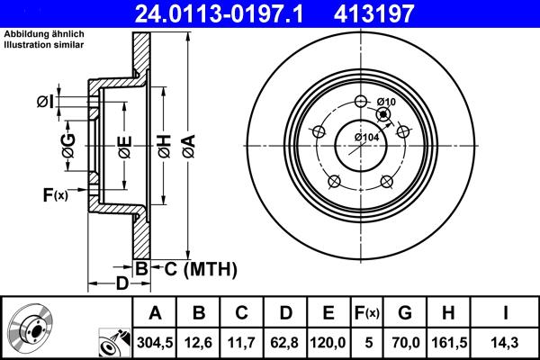 ATE 24.0113-0197.1 - Тормозной диск autospares.lv