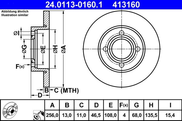 ATE 24.0113-0160.1 - Тормозной диск autospares.lv