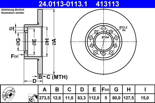 ATE 24.0113-0113.1 - Тормозной диск autospares.lv