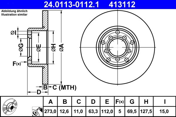 ATE 24.0113-0112.1 - Тормозной диск autospares.lv