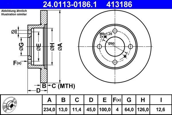 ATE 24.0113-0186.1 - Тормозной диск autospares.lv