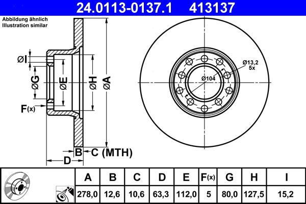 ATE 24.0113-0137.1 - Тормозной диск autospares.lv
