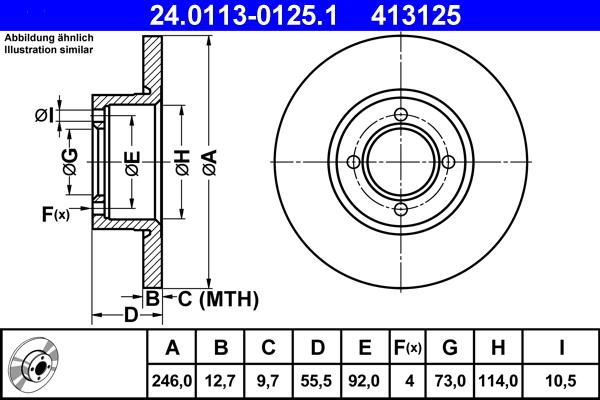 ATE 24.0113-0125.1 - Тормозной диск autospares.lv