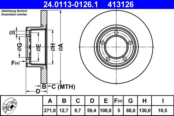 ATE 24.0113-0126.1 - Тормозной диск autospares.lv