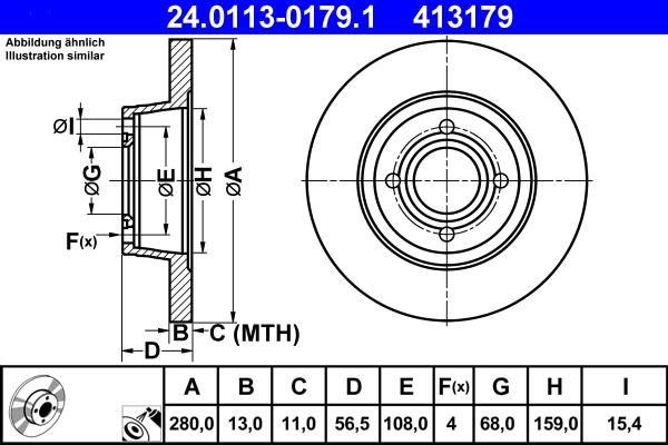 ATE 24.0113-0179.1 - Тормозной диск autospares.lv