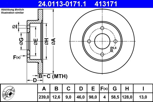 ATE 24.0113-0171.1 - Тормозной диск autospares.lv