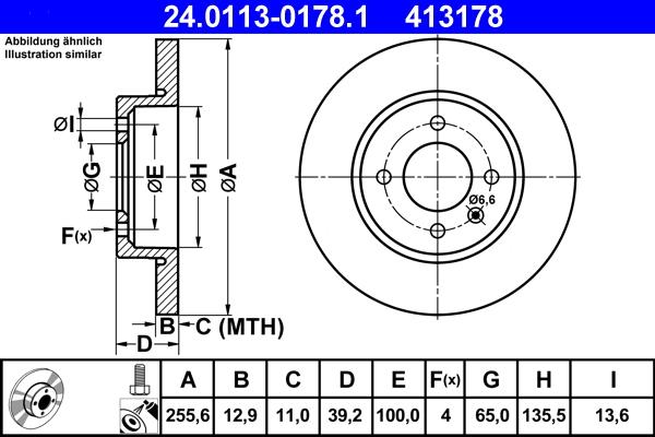 ATE 24.0113-0178.1 - Тормозной диск autospares.lv