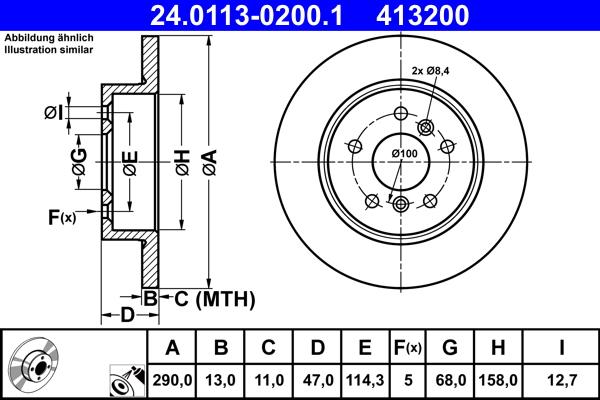 ATE 24.0113-0200.1 - Тормозной диск autospares.lv