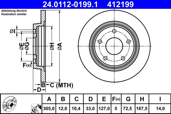 ATE 24.0112-0199.1 - Тормозной диск autospares.lv