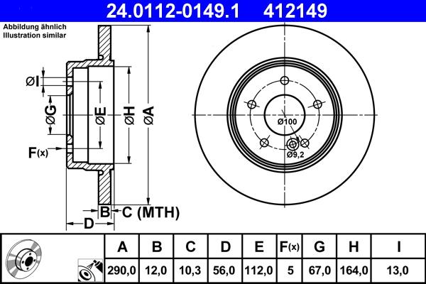 ATE 24.0112-0149.1 - Тормозной диск autospares.lv