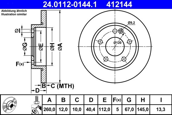 ATE 24.0112-0144.1 - Тормозной диск autospares.lv