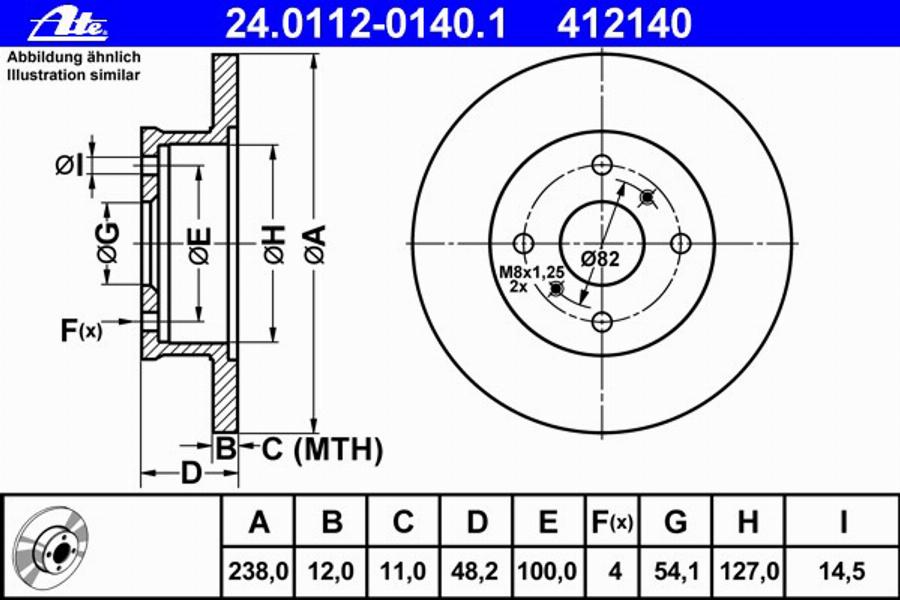 ATE 24 0112 0140 1 - Тормозной диск autospares.lv