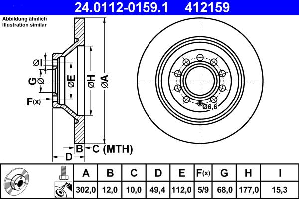 ATE 24.0112-0159.1 - Тормозной диск autospares.lv