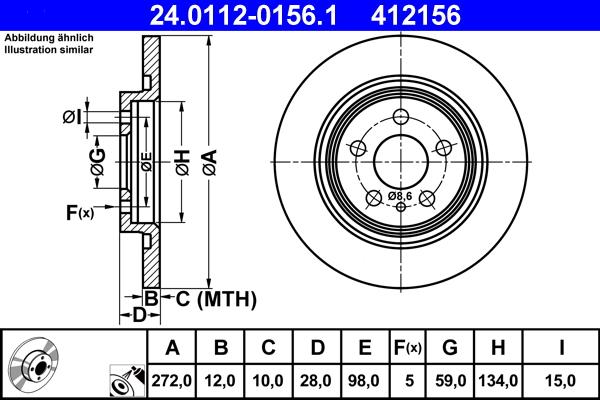 ATE 24.0112-0156.1 - Тормозной диск autospares.lv