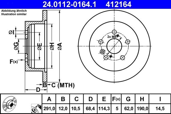ATE 24.0112-0164.1 - Тормозной диск autospares.lv