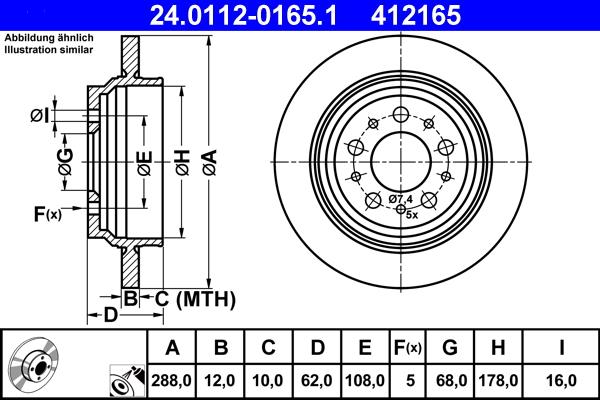 ATE 24.0112-0165.1 - Тормозной диск autospares.lv