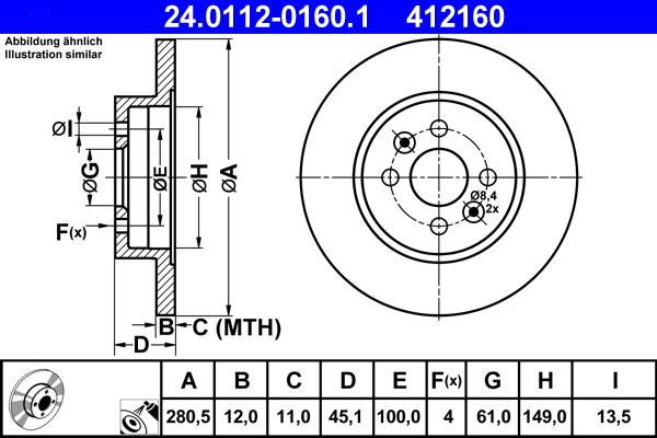 ATE 24.0112-0160.1 - Тормозной диск autospares.lv