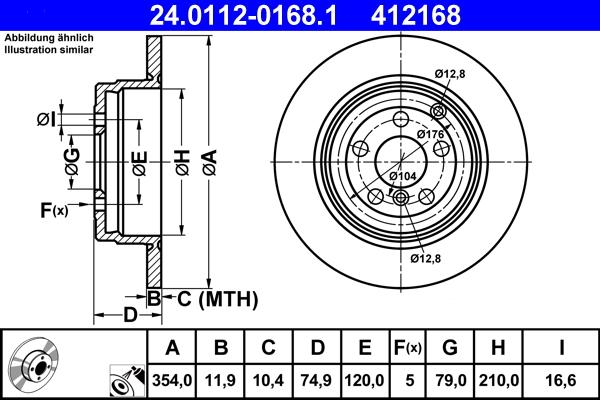 ATE 24.0112-0168.1 - Тормозной диск autospares.lv