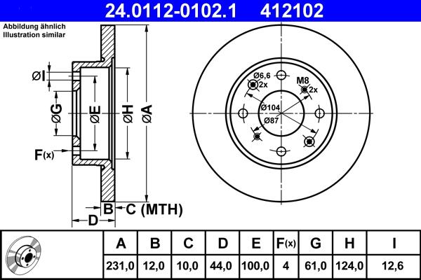 ATE 24.0112-0102.1 - Тормозной диск autospares.lv