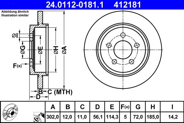 ATE 24.0112-0181.1 - Тормозной диск autospares.lv