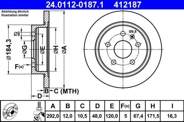 ATE 24.0112-0187.1 - Тормозной диск autospares.lv