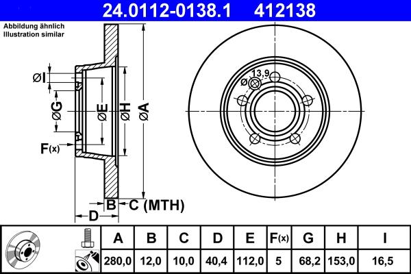 ATE 24.0112-0138.1 - Тормозной диск autospares.lv