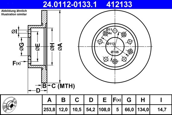 ATE 24.0112-0133.1 - Тормозной диск autospares.lv