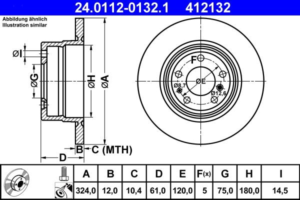 ATE 24.0112-0132.1 - Тормозной диск autospares.lv