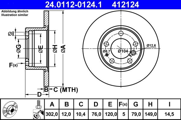 ATE 24.0112-0124.1 - Тормозной диск autospares.lv