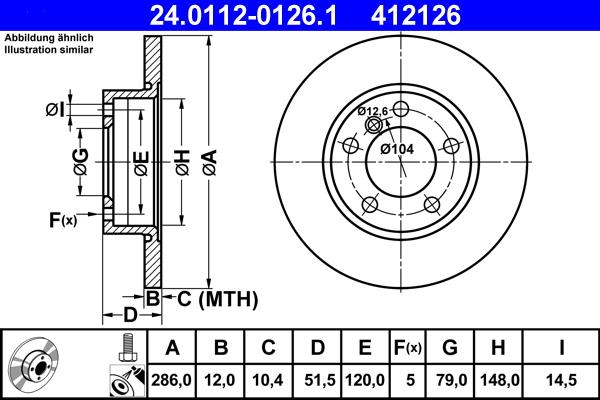 ATE 24.0112-0126.1 - Тормозной диск autospares.lv